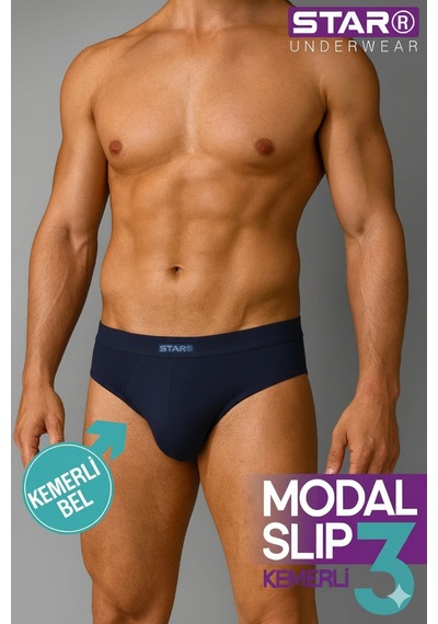 Modadua Star 109 Erkek 3'lü Modal Slip Lacivert