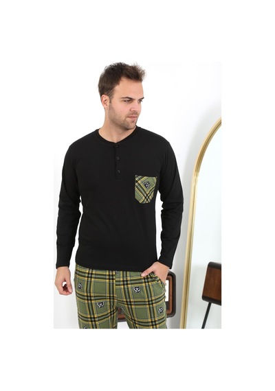 Akbeniz Erkek Uzun Kol Penye Siyah Pijama Takımı 6861 Siyah