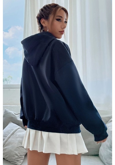Uyguntarz Unisex Gymnasium Baskılı Oversize Sweatshirt Lacivert