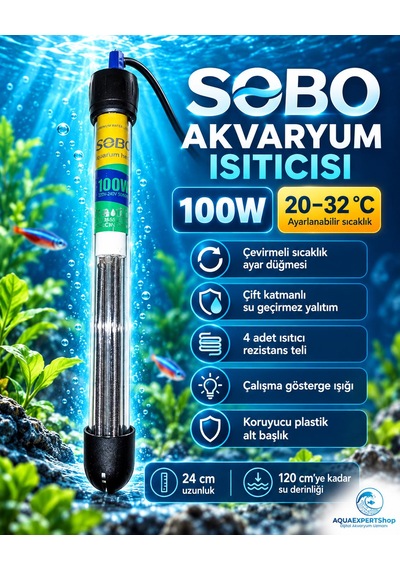 Akvaryum Isıtıcısı - 100w - 20-32c Arası Ayarlanabilir Isıtma - 4 Farklı Rezistans Teli - Çift Katmanlı Su Geçirmez Yalıtım - Koruyucu Plastik Alt Başlık - 24 Cm Akvaryum Isıtıcısı - 100w - 20-32c Arası Ayarlanabilir Isıtma - 4 Farklı Rezistans Teli - Çift Katmanlı Su Geçirmez Yalıtım - Koruyucu Plastik Alt Başlık - 24 Cm