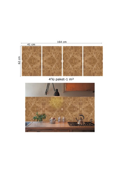 Tink Kendinden Yapışkanlı Açık Kahve Mermer Desenli Pvc Panel 41x62 Cm
