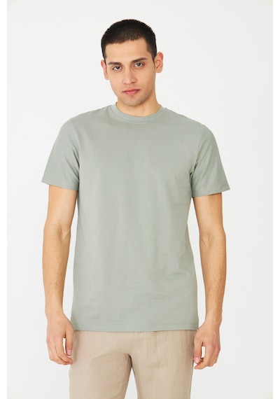 Haki Yeşil Basic Bisiklet Yaka Erkek T-shirt Çağla Yeşili