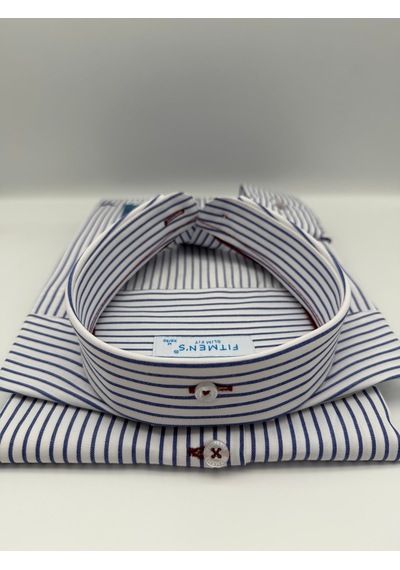 Slim Fit Uzun Kol Premium Çizgili Yaka Düğmeli Hediye Kutulu Erkek Gömlek Fs-004440 - Saks Mavi-3176