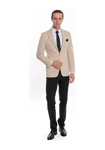 Wessi Slim Fit Sivri Yaka Bej Erkek Ceket Bej