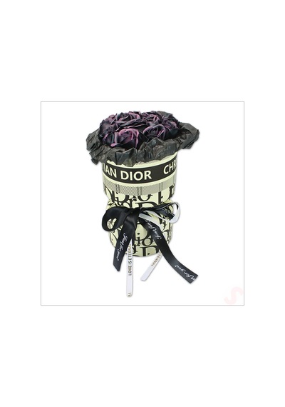 Pvc Kutulu Özel Siyah Lüks Yapay Gül Buketi - 30cm X 15cm