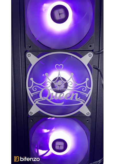 Kraliçe Tacı "queen" Yazılı 120x120 Mm Pc Fan Kapağı - Masaüstü Bilgisayar Fan Kapağı Beyaz