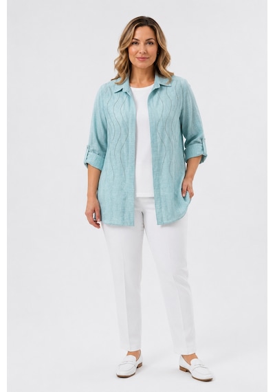 Bihan Store Kadın Taş Baskı Detaylı Gömlek Bluz İkili Takım Y26-50160 Mint