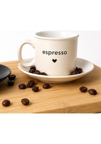 Espresso Fincan Takımı, Porselen, Lacivert Ve Krem Rengi, Fincan Ve Tabak Seti, 2'li Lacivert - Bej Diğer