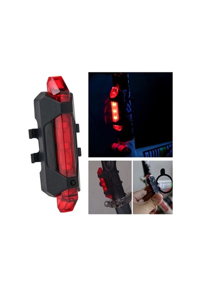 Usb Şarj Led Işık Bisiklet İkaz Işığı Arka Stop Lambası 5 Led 001
