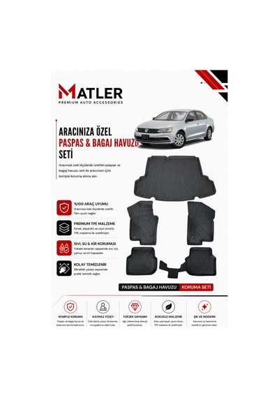 Volkswagen Jetta 2016 Model 4d Ekstra Havuzlu Paspas Ve Bagaj Havuzu Set