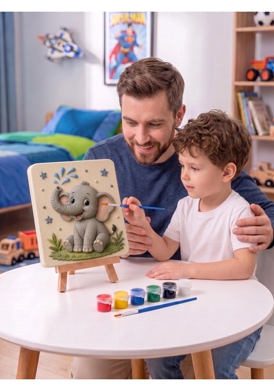 15x15 Sevimli Fil Taş Boyama Seti Çocuk Ve Yetişkin Hobi Kiti