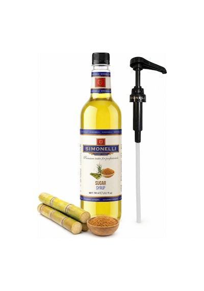 Simonelli Şeker Sade Şurup Simple Syrup Aromalı Kahve ve Kokteyl Şurubu 700 ML + Pompa