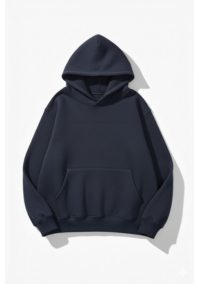 Uyguntarz Unisex Yumuşak Dokulu Grateful Baskılı Tasarım Oversize 3 İplik Hoodie Sweatshirt Indigo