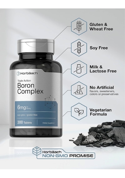 Horbäach Triple Boron Complex 6 Mg 300 Tablet Vegetarian, T...