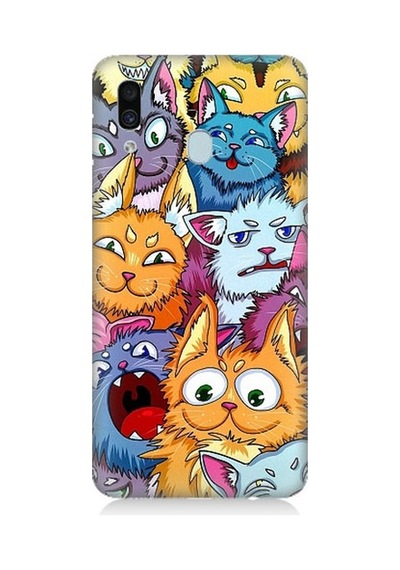 Samsung Galaxy A20 Uyumlu Sevimli Kedi Ve Köpekler Desenli Silikon Kılıf
