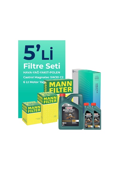 Mann Ford Mondeo 2.0 Dizel Filtre Bakım Seti Castrol Motor Yağlı (2002-2008) 5 Li