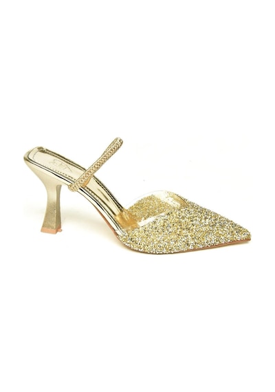 Fox Shoes U614567114 Altın Sim Kalın Topuklu Abiye Ayakkabı Altın