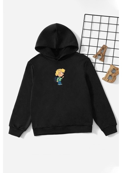 Uyguntarz Çocuk Cedric Baskılı Sweatshirt Siyah