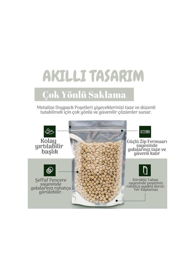 20 Adet 11x18 Şeffaf Metalize Kilitli Doypack Poşet Nem Ve Hava Geçirmez Gıda Ambalajı Belirtilmemiş