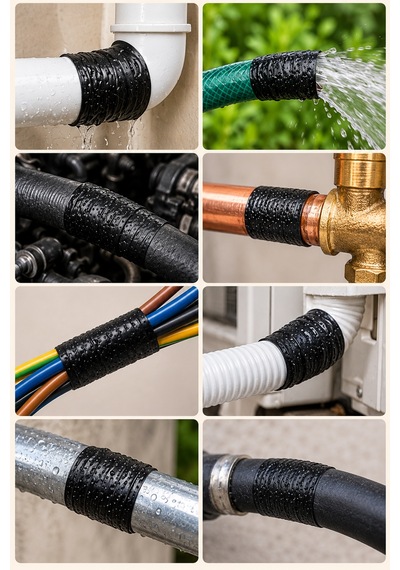 2 Adet Kauçuk Eriyen Bantı Siyah 48 Mm X 5 Metre Elektrikçi Kablo Boru Hortum İzolasyon Tamir Bandı