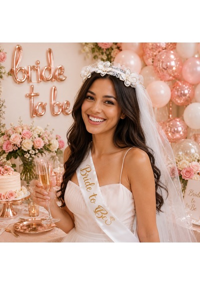Çiçekli İncili Duvaklı Taç Çember Model Bekarlığa Veda Parti Aksesuarı Bride Diğer