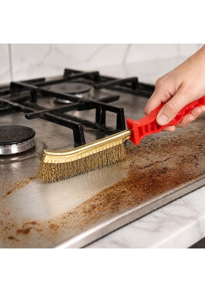 Orret Home Plastik Saplı Tel Fırça Pas Temizleme Fırçası Izgara Temizleme Fırçası Tost Makinesi Temizleme Fırçası Yağ Kir Pas Kazıma Çelik Tel Fırça 24 Cm Dayanıklı Asorti Renk
