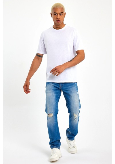 Erkek Bisiklet Yaka Oversize Fit Tişort Spr21y30 001