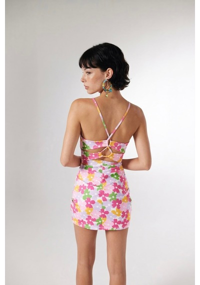 Holly Lolly Boyun Bağlamalı Crop Bel Bağlamalı Verano Elbise Pembe
