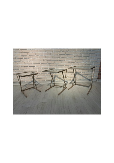 Şeffaf Camlı, Metal Zigon Sehpa Çok Renkli - 922788829 Çok Renkli