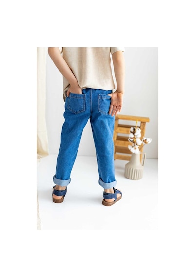 Oliven The Kid Oliventhekid Koyu Mavi Beli Lastikli Cepli Rahat Kesim Unisex Kot Pantolon Koyu Mavi Koyu Mavi