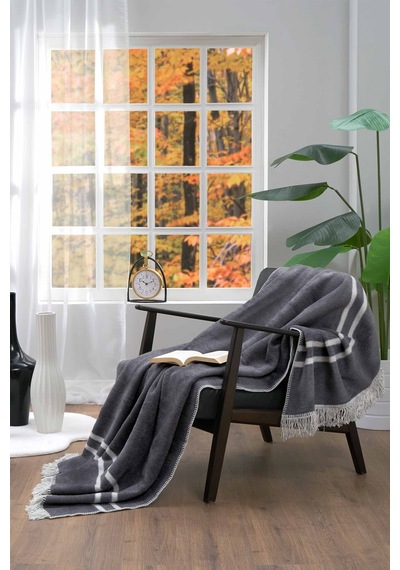 Randing Pamuklu Battaniye 130x170 Cm Gri/antrasit