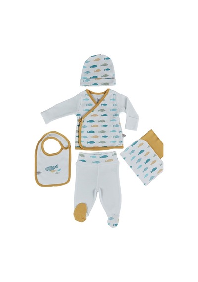 Veropukahome Ecocotton Dodo Bebek Zıbın Seti 5'Li Beyaz 0-3 Ay Beyaz