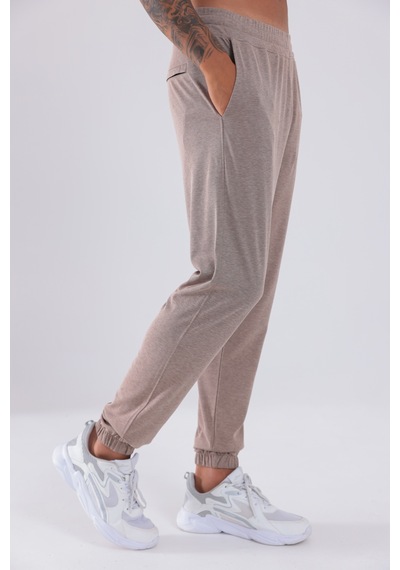 Rowinger Premium Merserize Kumaş Logolu Lastikli Paça Jogger Erkek Eşofman Altı Camel A.kahve