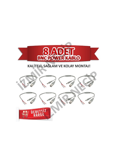 8Li Cctv Ahd Kamera Güvenlik Sistemleri Bnc Power Jak Kablosu