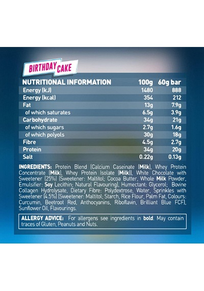 Grenade High Protein, Low Sugar Bar - Candy Bar Birthday Cake, 12 X 60 Gr