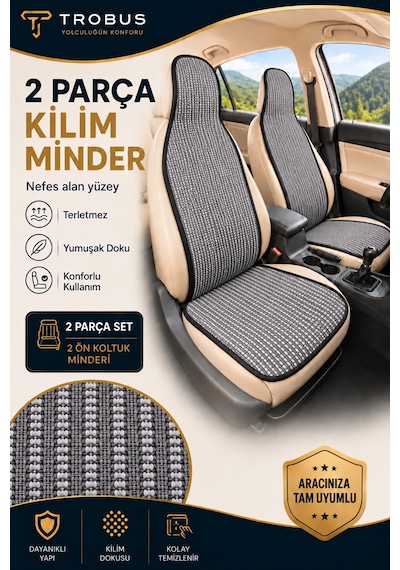 Ford Fiesta 2013+ Örme Ön 2 Parça Minder Terletmez Kaymaz Taban Gri
