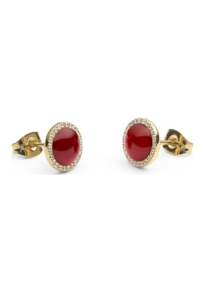 Audrey Earrings Red Agathe Gold Gold