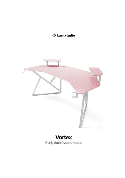 Vortex Kanatlı Oyuncu Masası Pembe