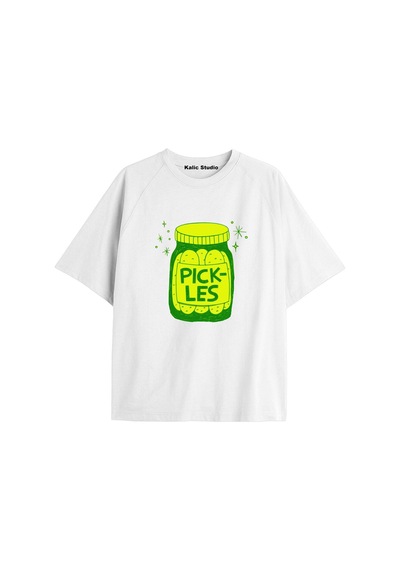 Kalic Studio Y2k Vintage Pickles Baskılı Beyaz T-shirt Kod 193 Beyaz-193