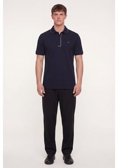 Sabri Özel Erkek Lacivert Dar Kesim Slim FitPamuk Pike Polo Yaka T-shirt