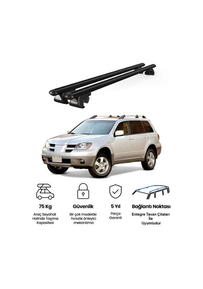 Venüs Mitsubishi Outlander 2001-2006 Uyumlu Siyah Ara Atkı Port Bagaj Tavan Barı
