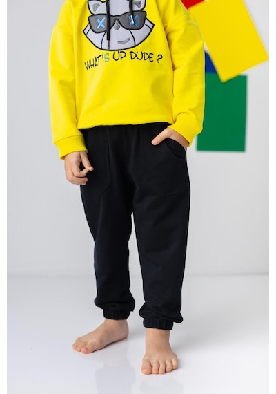 Zeyland Unisex Çocuk Lastikli Düz Jogger Eşofman Altı-sıyah Siyah