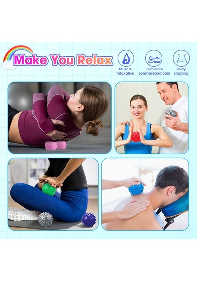 12 Adet Dikenli Masaj Topu, Sert Ayak Bilyalı Masaj Aleti Derin Doku İçin Sert Ayak Kemeri Eğitmeni, Plantar Fasiit, Ayaklar, Sırt, Eller, Kaslar Ağrıları, Egzersiz, 3 İnç 6 Renk