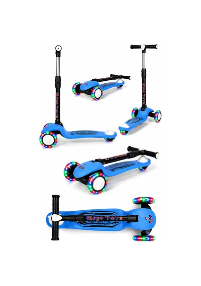 Scooter Yeni Pro 3tekerli Led Işıklı 3kademeli 0kğ Taşıma Kapasiteli 3+yaş Mavi