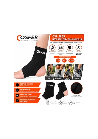 Delux Serisi Sezon Pratik Antrenman Cosfer Csf9855- Xl Xxl Neopren Uzun Ayak Bilekliği Çok Renkli