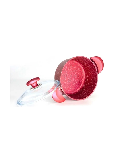 3110 - 2 Parça - Bio Granit - 18x10 Cm 2,0 Litre - Ptfe Ve Pfoa Içermeyen Derin Tencere Kırmızı Renk Kırmızı