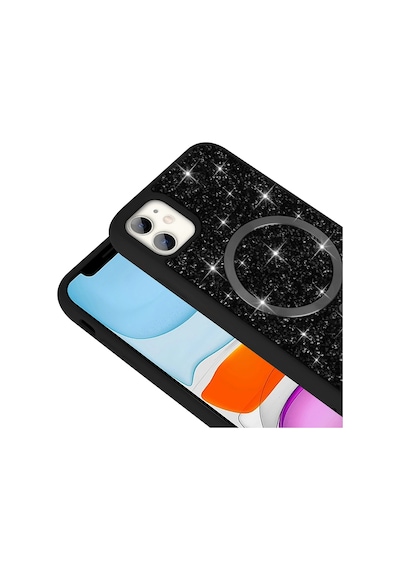 Apple Uyumlu iPhone 11 Uyumlu Kılıf Pırlanta Tasarımlı Magsafe Şarj Özellikli Zore Mozaik Silikon Kapak - Desert Gri -