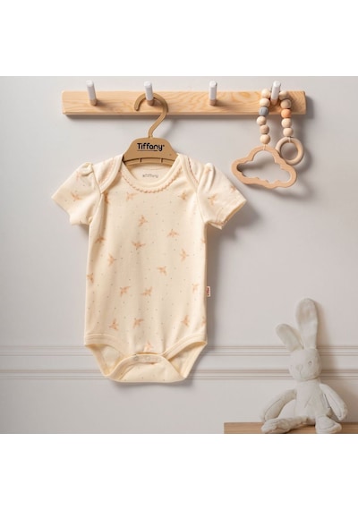 Tiffany Baby & Kids Tiffany Baby Organik Bird Theme Yarım Kol Bebek Badi 2424008 Ekru