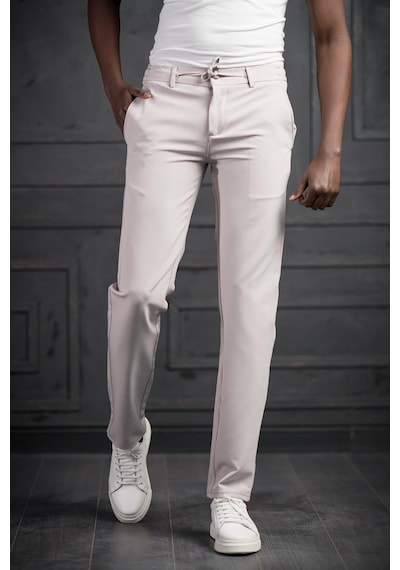 Perpant Beli Lastikli Ve İplikli Likralı Slimfit Yazlık Kumaş Jogger Pantolon gri