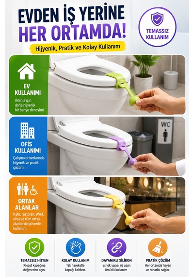 1 Adet Mantar Tasarımlı Klozet Kapağı Kaldırma Aparatı Silikon Hijyenik Tutacak Renkli 24 Cm Diğer